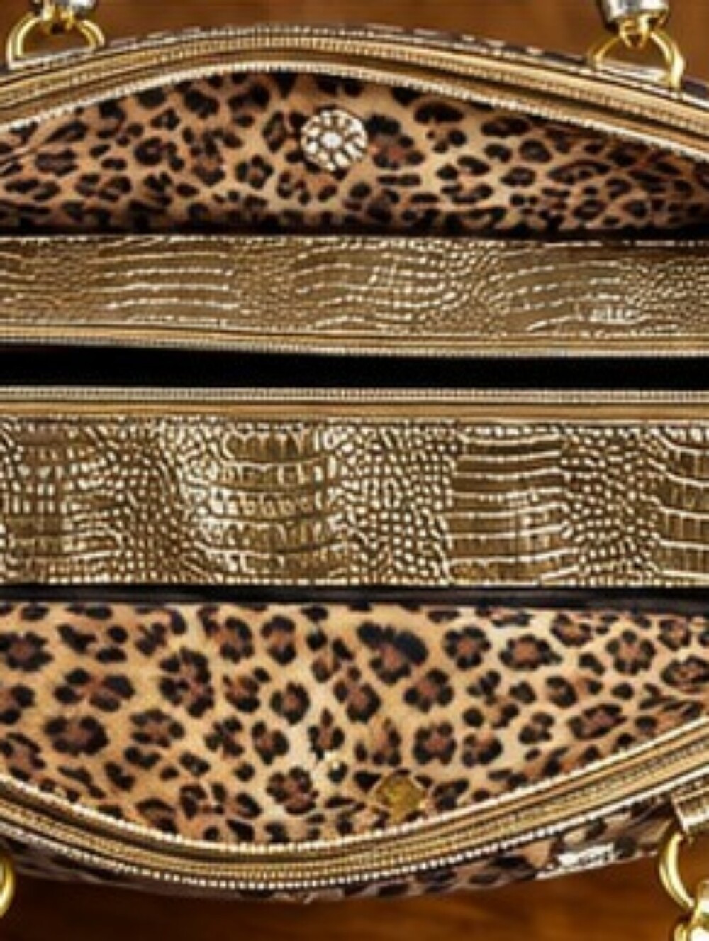 Aolida Collection Leopard Rhinestone Travel Bag 3 Compartment Weekender - Picture 4 of 16